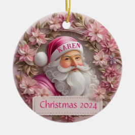 De Cerâmica Ornamento Personalizado do Pai Natal Rosa
