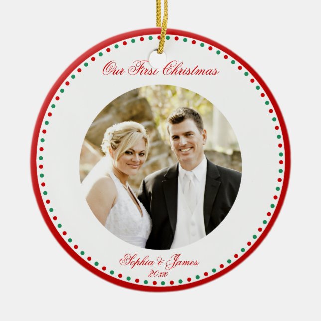 De Cerâmica Ornamento Personalizado do Primeiro Natal Junto (Frente)