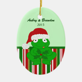 De Cerâmica Ornamento personalizado do sapo do Natal