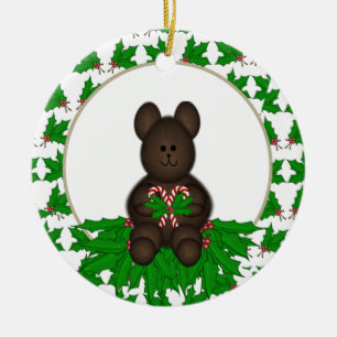 De Cerâmica Ornamento personalizado do urso do Natal