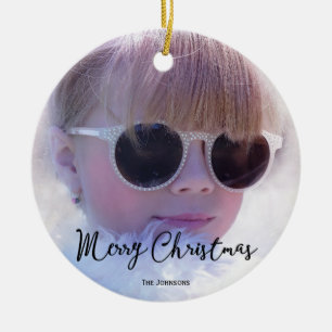 De Cerâmica Ornamento personalizado foto da árvore do Feliz