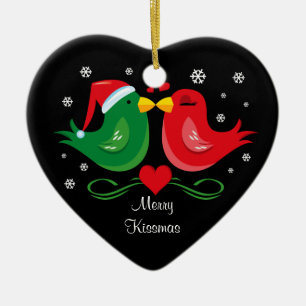 De Cerâmica Ornamento personalizado Lovebirds do Natal