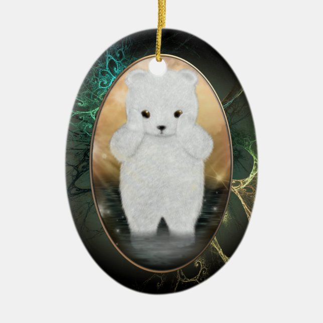 De Cerâmica Ornamento personalizado macio do urso polar (Frente)