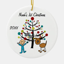 De Cerâmica Ornamento Personalizado para Menino, Gato e Cão 1
