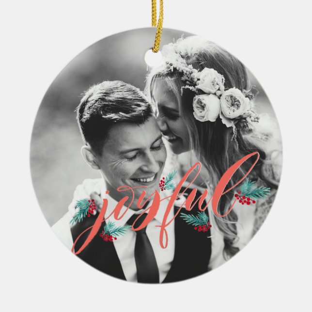 De Cerâmica Ornamento personalizado para Newlyweds (Frente)