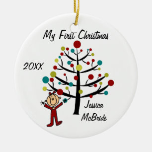 De Cerâmica Ornamento personalizado primeiro Natal da menina