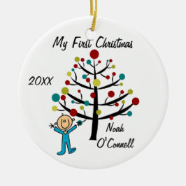 De Cerâmica Ornamento personalizado primeiro Natal do menino