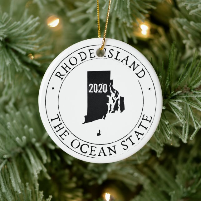 De Cerâmica Ornamento Personalizado Rhode Island (Árvore)