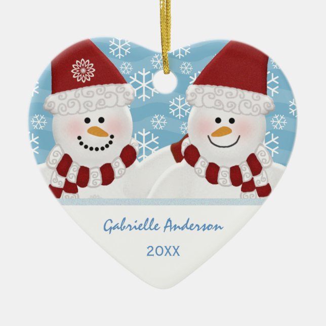 De Cerâmica Ornamento Personalizado Snowman (Frente)