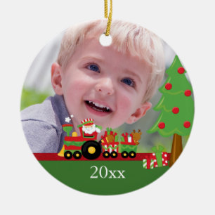 De Cerâmica Ornamento personalizado trem da foto do Natal do