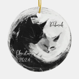 De Cerâmica Ornamento Personalizado Ying Yang, Gatos Brancos P