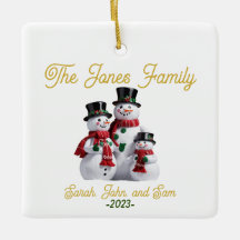 Ornamento Personalizável da Família Snowman