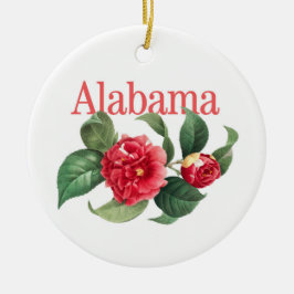 De Cerâmica Ornamento Personalizável do Alabama com Camellia