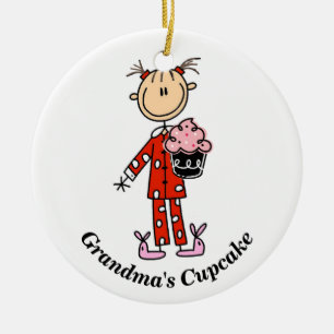 De Cerâmica Ornamento personalizável do Cupcake da vovó