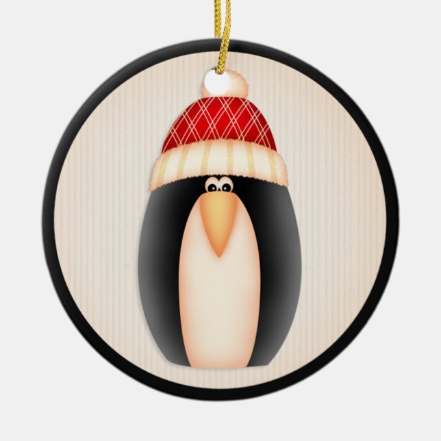 De Cerâmica Ornamento Pinguim Natal d12 (Frente)