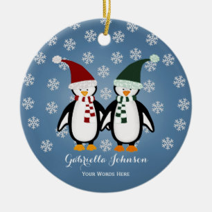 De Cerâmica Ornamento Pinguim Personalizado