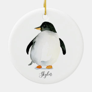 De Cerâmica Ornamento Pinguim Personalizado Pintado