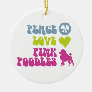 De Cerâmica Ornamento Pink Poodles do Peace Love, personalizar