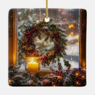 De Cerâmica Ornamento por Wreath Candlelight