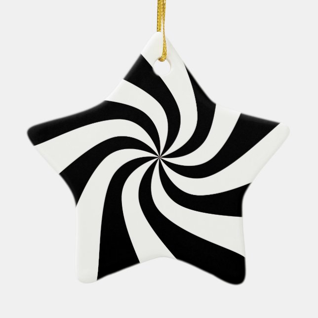 De Cerâmica Ornamento preto & branco da árvore da estrela dos (Verso)