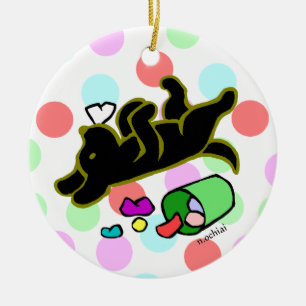 De Cerâmica Ornamento preto das bolinhas dos desenhos animados