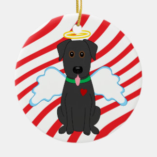 De Cerâmica Ornamento preto do cão do Natal do anjo do