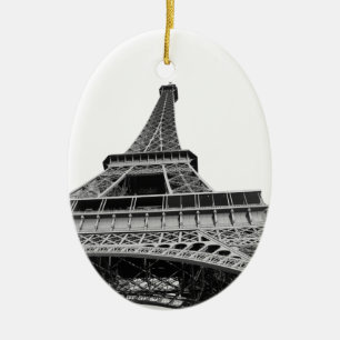 De Cerâmica Ornamento preto e branco da torre Eiffel