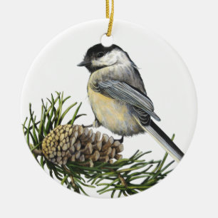 De Cerâmica Ornamento Preto-Tampado do Chickadee