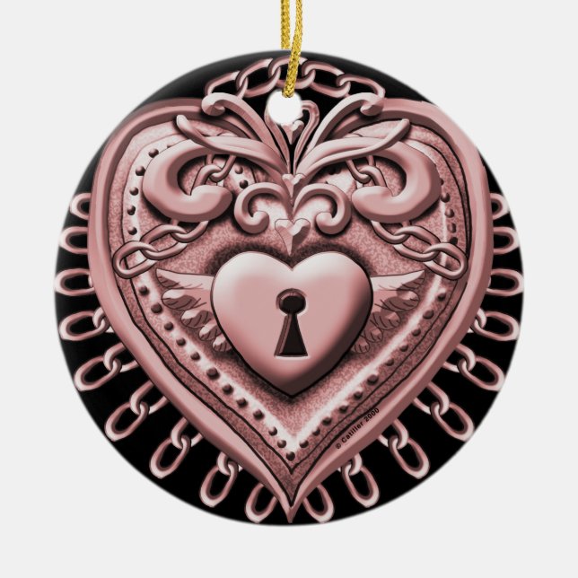 De Cerâmica ornamento Red Heart Lock (Frente)