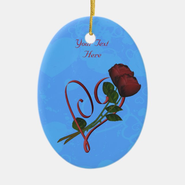 De Cerâmica Ornamento Red Heart Rosebuds (Frente)