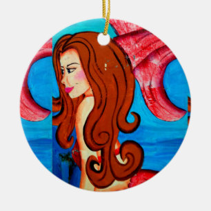 De Cerâmica ornamento redheaded da sereia