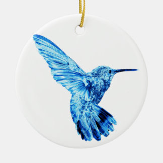 De Cerâmica Ornamento redondo do colibri azul