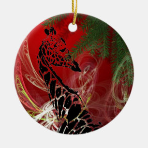 De Cerâmica Ornamento redondo do ~ do girafa do Natal