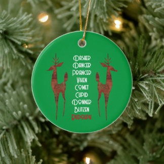 De Cerâmica Ornamento - Reindeer Papai noel - Rudolph