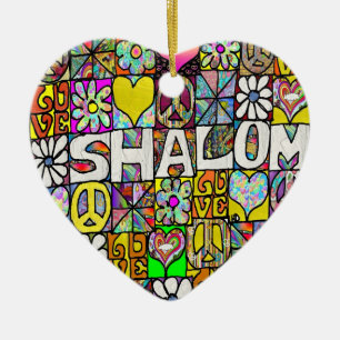 De Cerâmica Ornamento Retro Shalom Psicodélico dos Anos 60