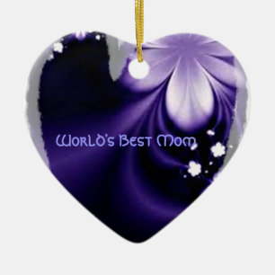 De Cerâmica Ornamento roxo do coração da flor da melhor mam