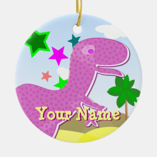 De Cerâmica Ornamento roxo do dinossauro dos desenhos animados