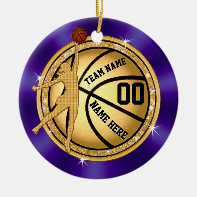 De Cerâmica Ornamento roxo e Dourado do basquetebol para (Frente)