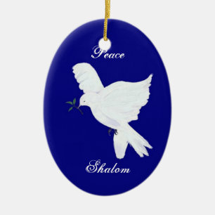 De Cerâmica Ornamento Shalom-Branco da pomba da paz