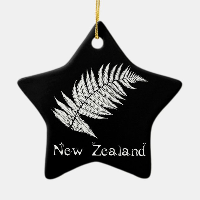 De Cerâmica Ornamento Silver Fern Nova Zelândia (Frente)