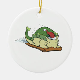 De Cerâmica Ornamento Sledding do Ankylosaurus
