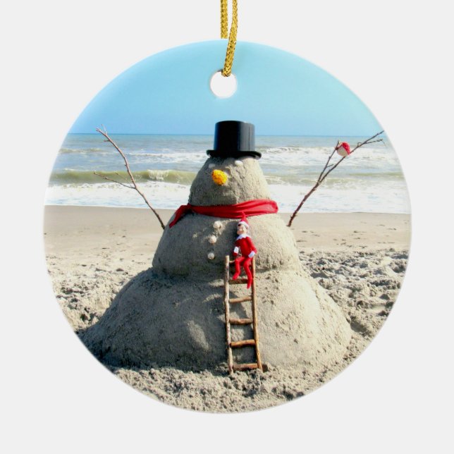 De Cerâmica Ornamento Snowman da Flórida (Frente)