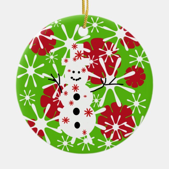 De Cerâmica Ornamento Snowman Splotch Keepsaac (Frente)