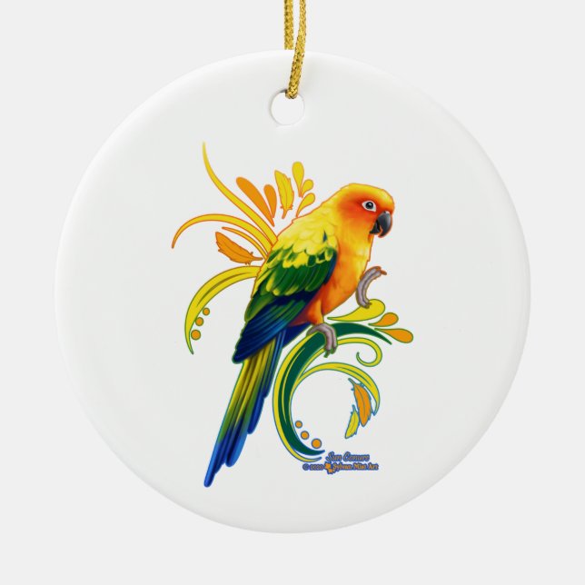 De Cerâmica Ornamento Sun Conure (Frente)