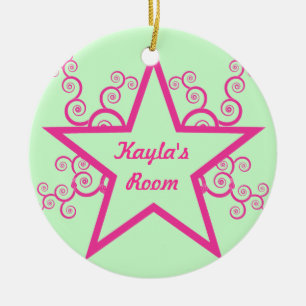 De Cerâmica Ornamento Superstar Swirls Doorhanger, Rosa