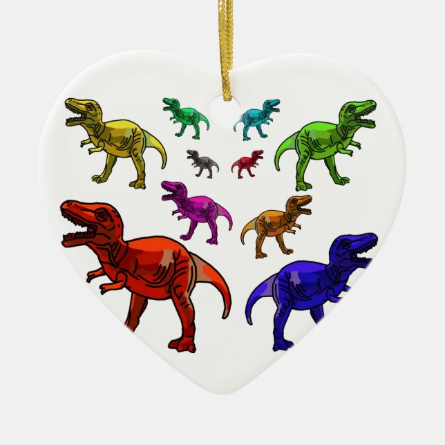 De Cerâmica Ornamento T-Rex Colorido (Frente)