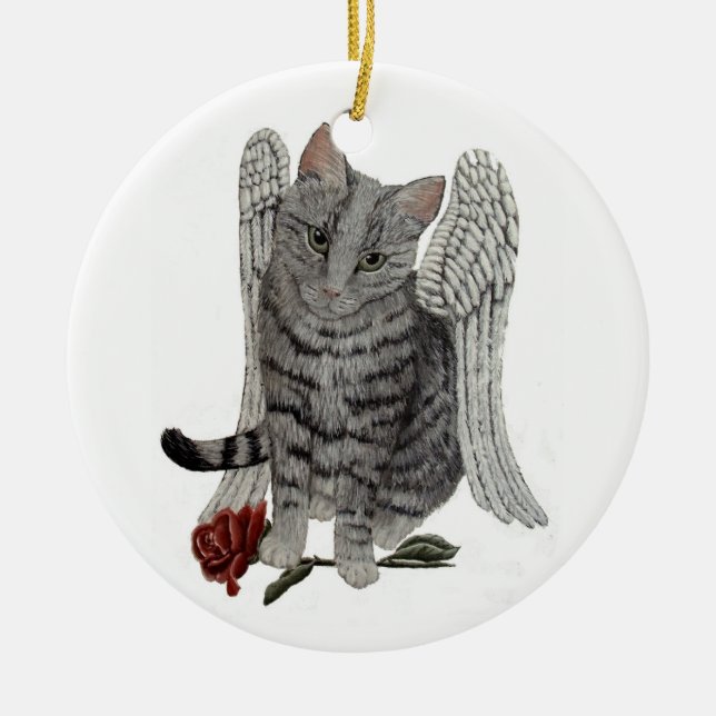 De Cerâmica ornamento Tabby Angel Cat (Frente)