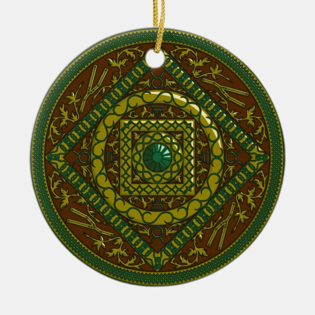 De Cerâmica Ornamento Taurus Mandala (Frente)