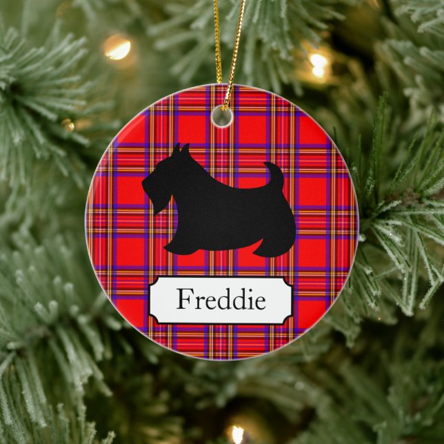 De Cerâmica Ornamento Terrier Escocês Personalizado (Árvore)