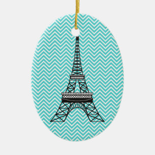 De Cerâmica Ornamento Torre Eiffel Personalizado Chevron Paris